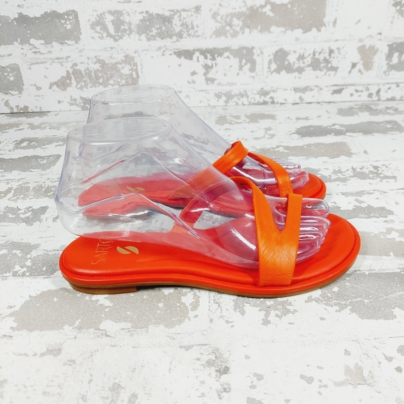 New Sarto By Franco Sarto Women's Red Leather Gwyneth Slide Flat Sandals A268 - Picture 5 of 12